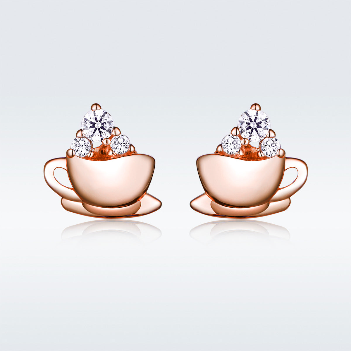 925 Sterling Silver Rose Gold Plated Pavé CZ Earrings for Women - imagen 4 de 6