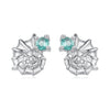 925 Sterling Silver Earrings with Transparent Glass and White Gold Plating for Women