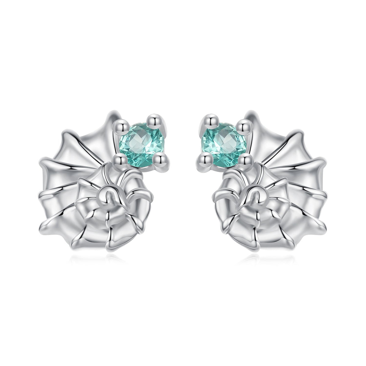 925 Sterling Silver Earrings with Transparent Glass and White Gold Plating for Women
