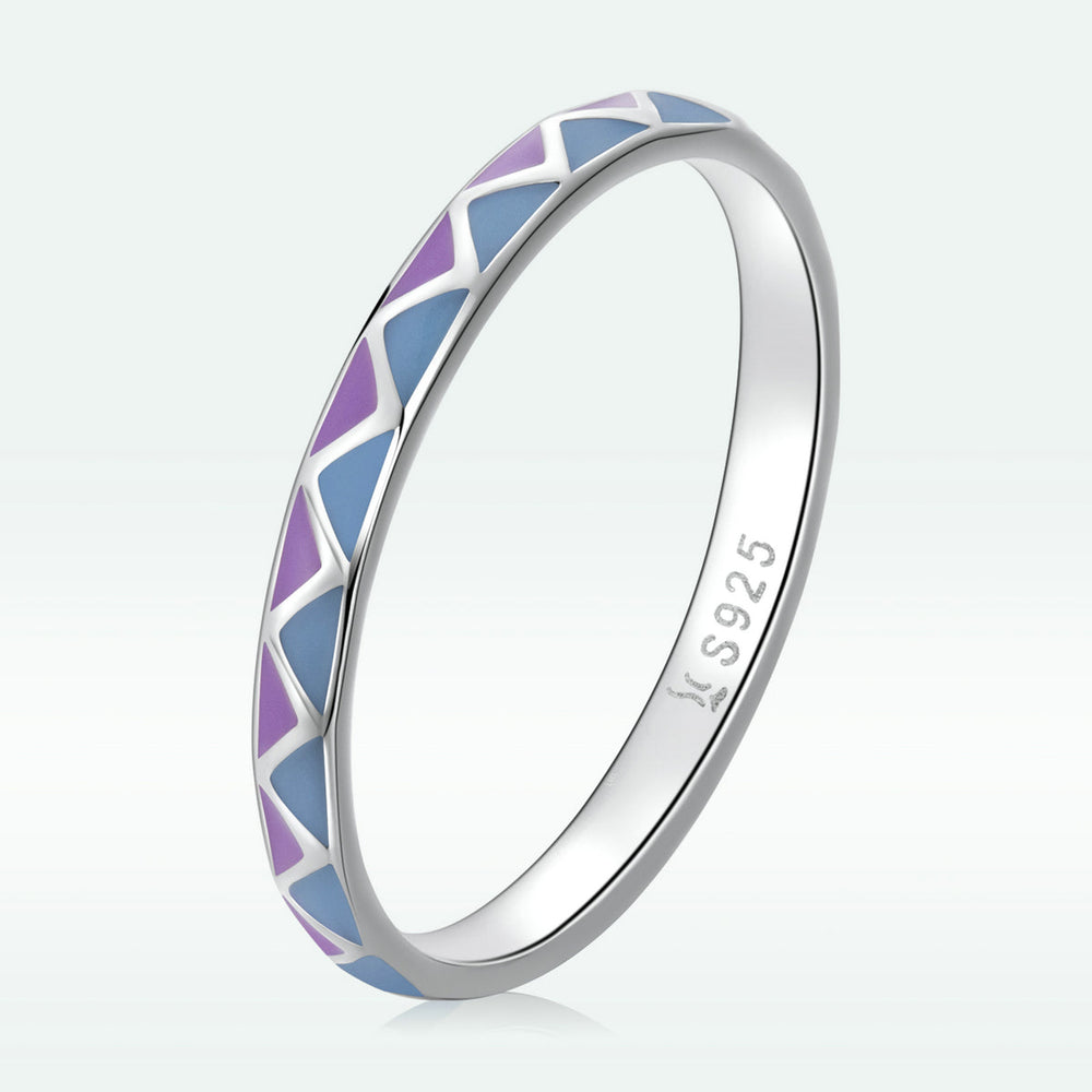 925 Sterling Silver Wide Enamel Ring Size 6.0 for Women