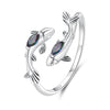 925 Sterling Silver Transparent Glass Ring for Women