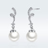 925 Sterling Silver Pavé Setting CZ & Quality Shell Pearl Earrings