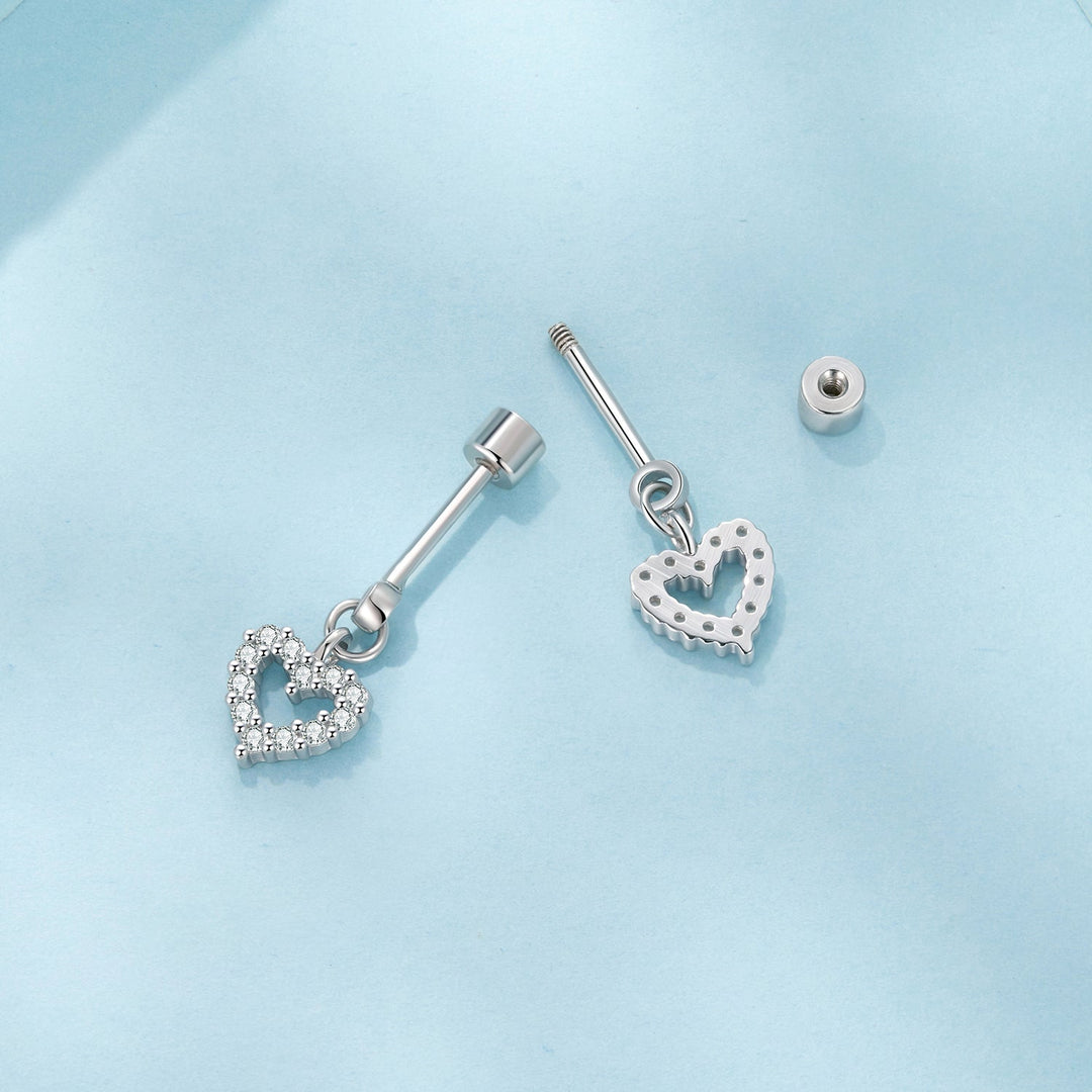 925 Sterling Silver White Gold Plated Pavé CZ Earrings
