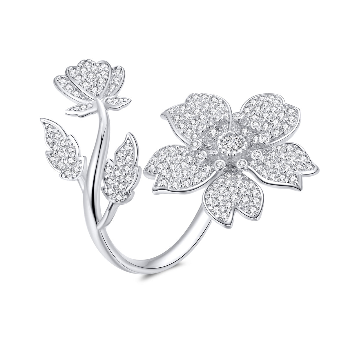 Anillo de 925 Plata de Ley Chapado en Platino con Pavé de Circonitas de 0,2 cm