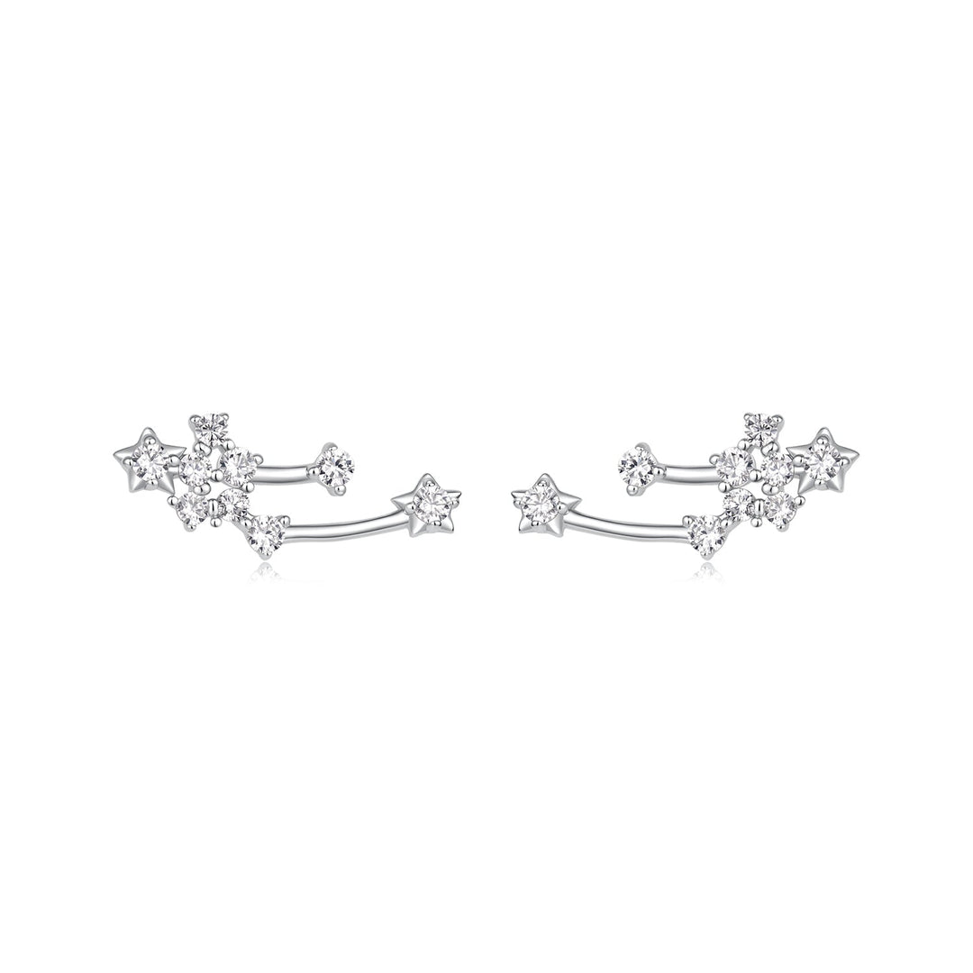 925 Sterling Silver & Brass White Gold Plated Earrings with CZ for Women