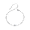 925 Sterling Silver White Gold Plated Heart-Shaped Bracelet with CZ, Length 150+60mm