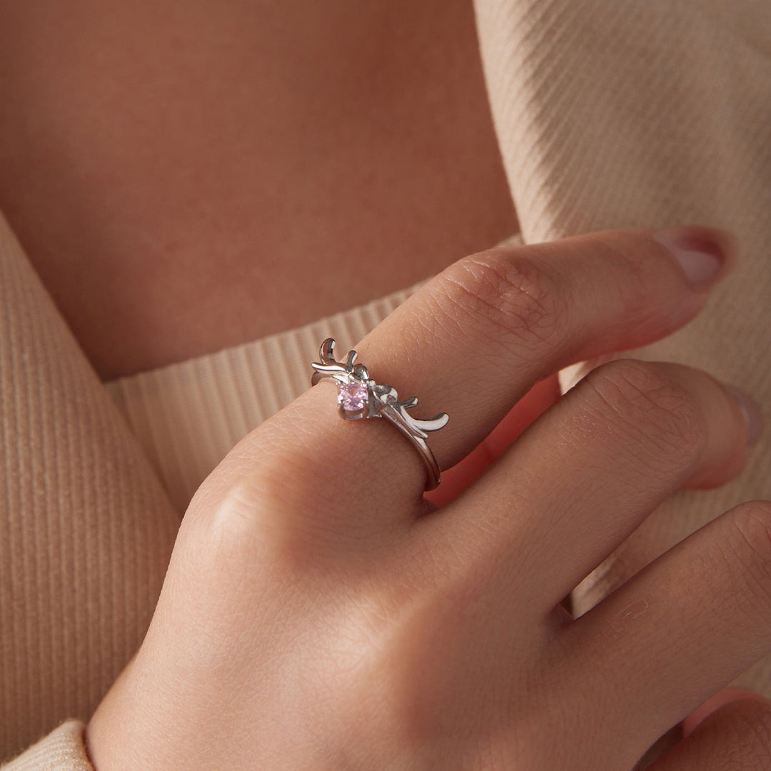 925 Sterling Silver White Gold Plated Bow-Knot Ring with CZ for Women