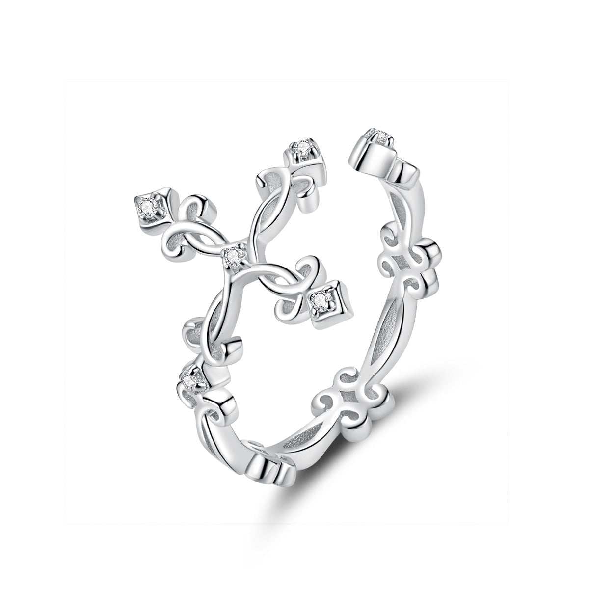 Anillo de plata de ley 925 con pavé de circonitas de 0,4 cm de ancho