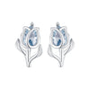 925 Sterling Silver Synthetic Spinel Earrings with Platinum Plating - 12x7mm