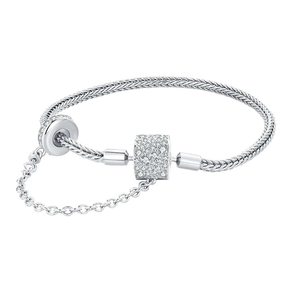 925 Sterling Silver Bracelet 17cm with Pavé Setting CZ for Women