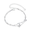 925 Sterling Silver Bracelets with Platinum Plating and CZ Stones - 150+60mm