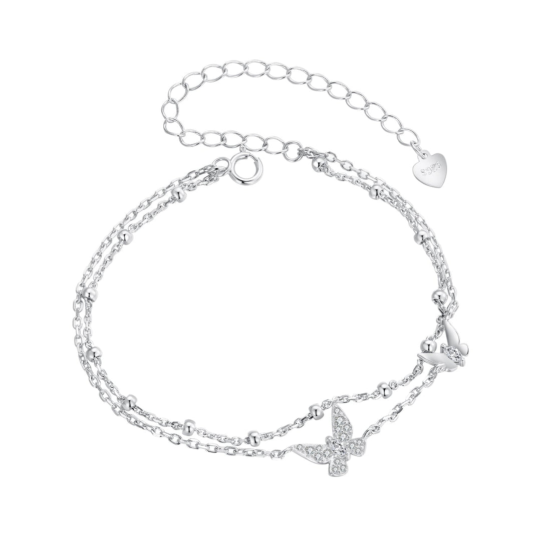 925 Sterling Silver Bracelets with Platinum Plating and CZ Stones - 150+60mm