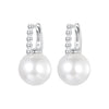 925 Sterling Silver Earrings with White Gold Plating and Shell Pearl for Women