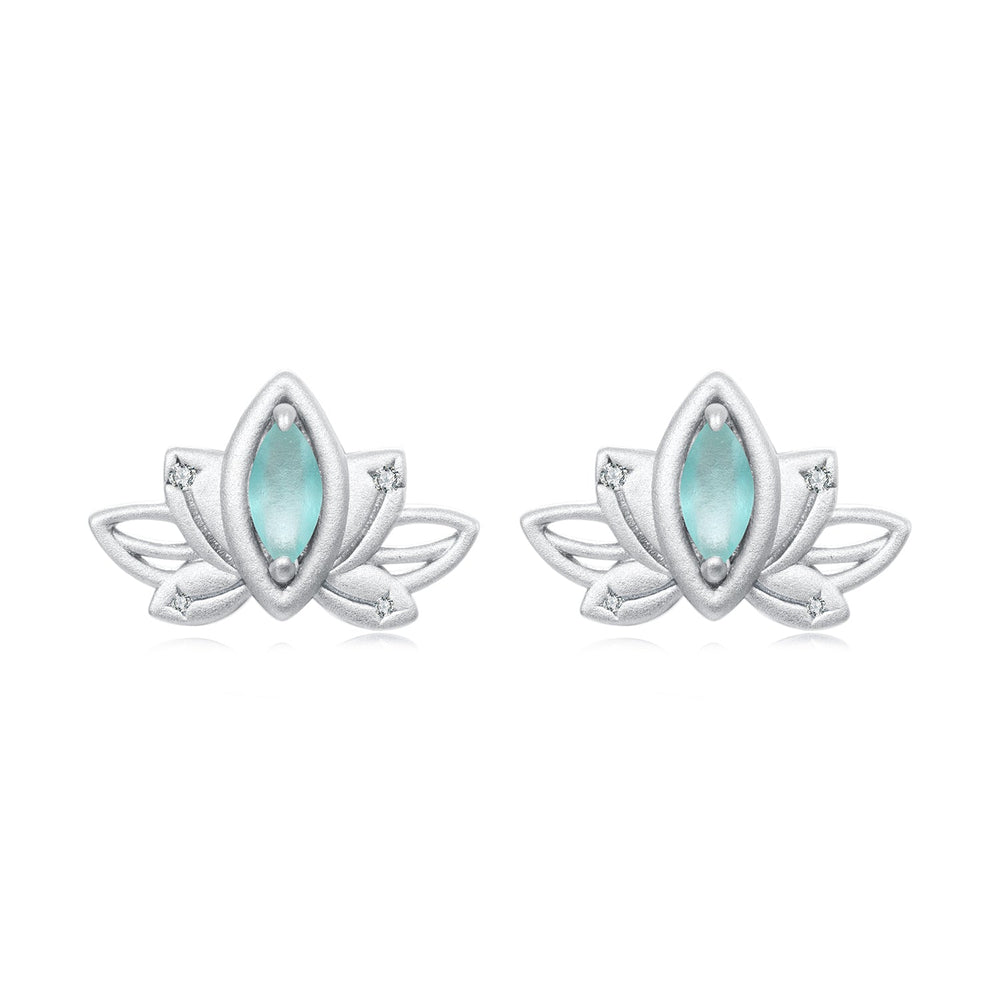 925 Sterling Silver Earrings with Pavé CZ and White Gold Plating, Size 0.9*1.3 cm for Women