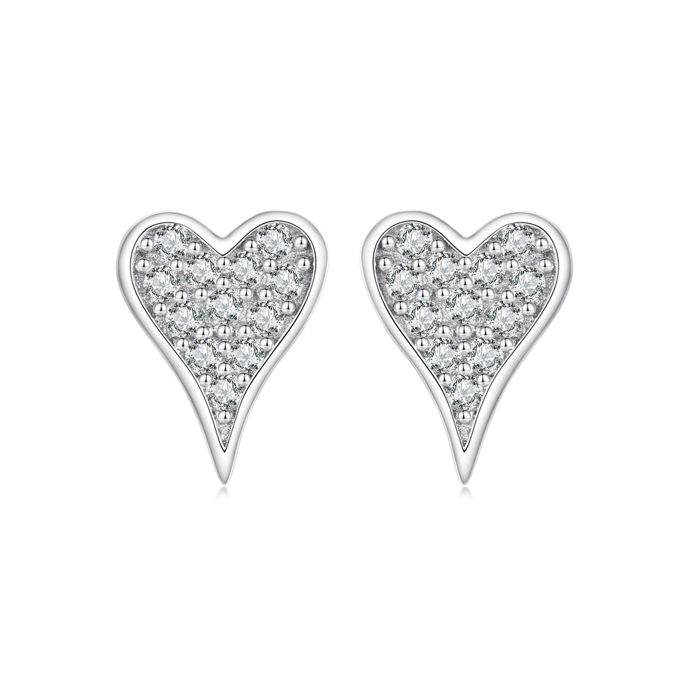 925 Sterling Silver White Gold Plated Pavé CZ Earrings