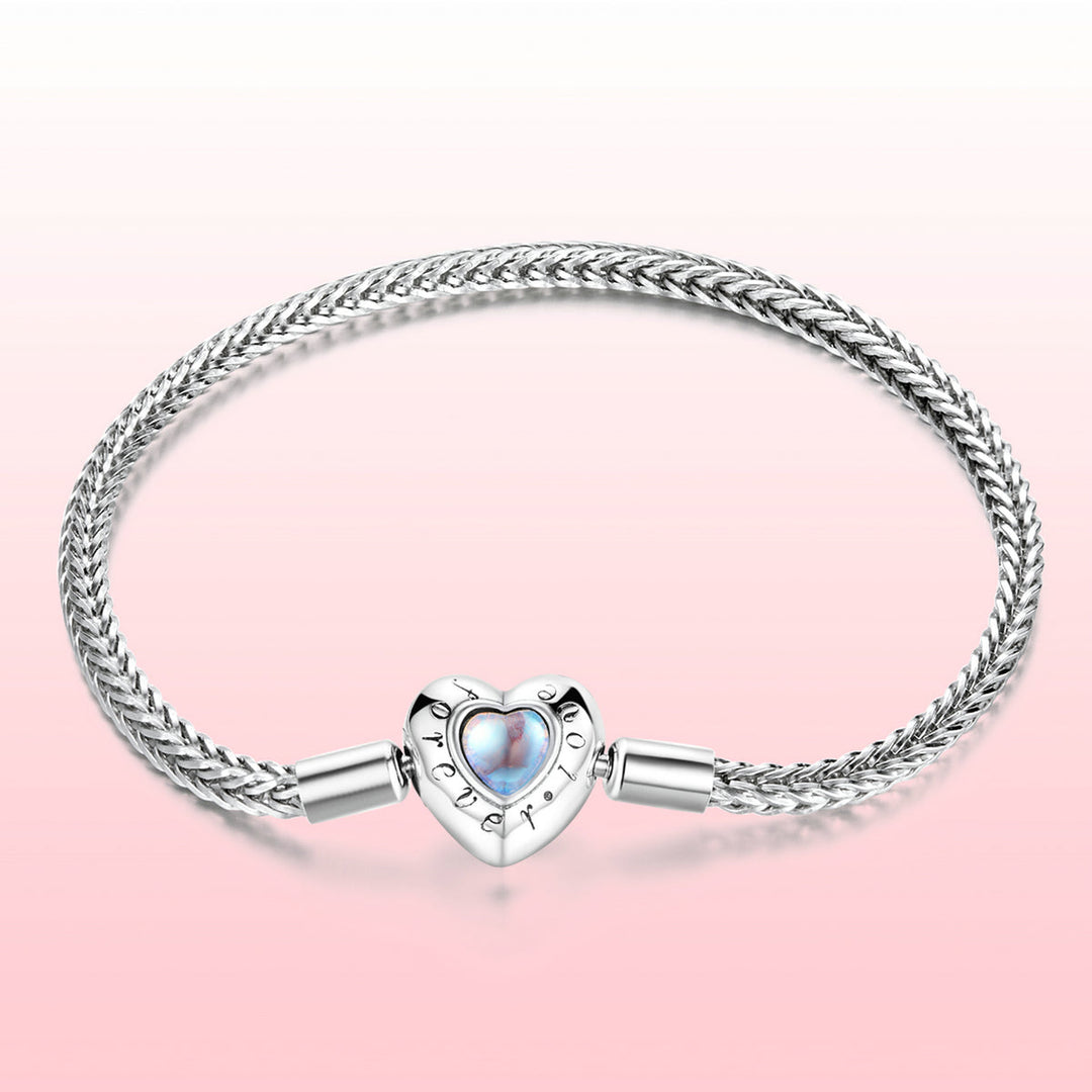 925 Sterling Silver Moonstone Bracelet 17cm for Women