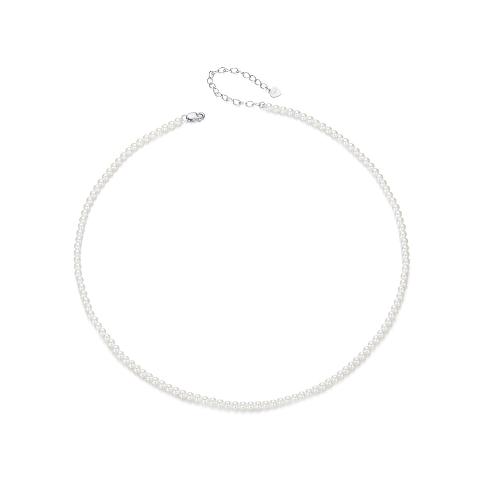 925 Sterling Silver White Gold Plated Necklace with Quality Shell Pearl for Women