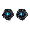 925 Sterling Silver Earrings with Turquoise and Black Gold Finish