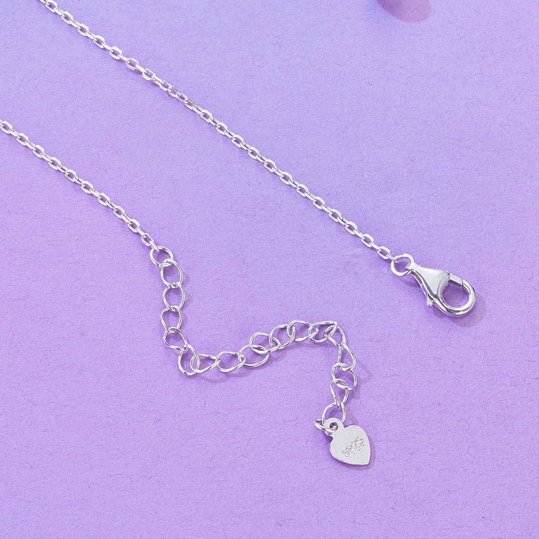 925 Sterling Silver Necklace with Pavé CZ & Transparent Glass Pendant for Women