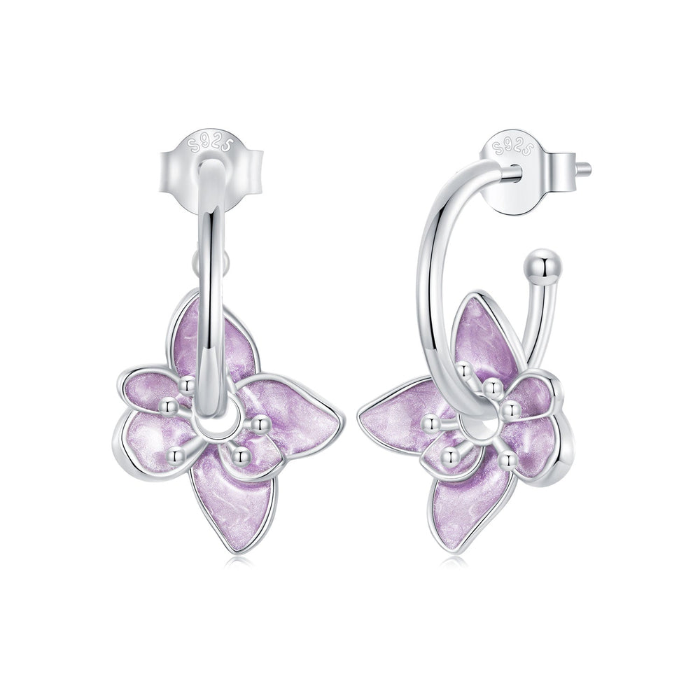 925 Sterling Silver Enamel White Gold Plated Earrings Size 20*14mm