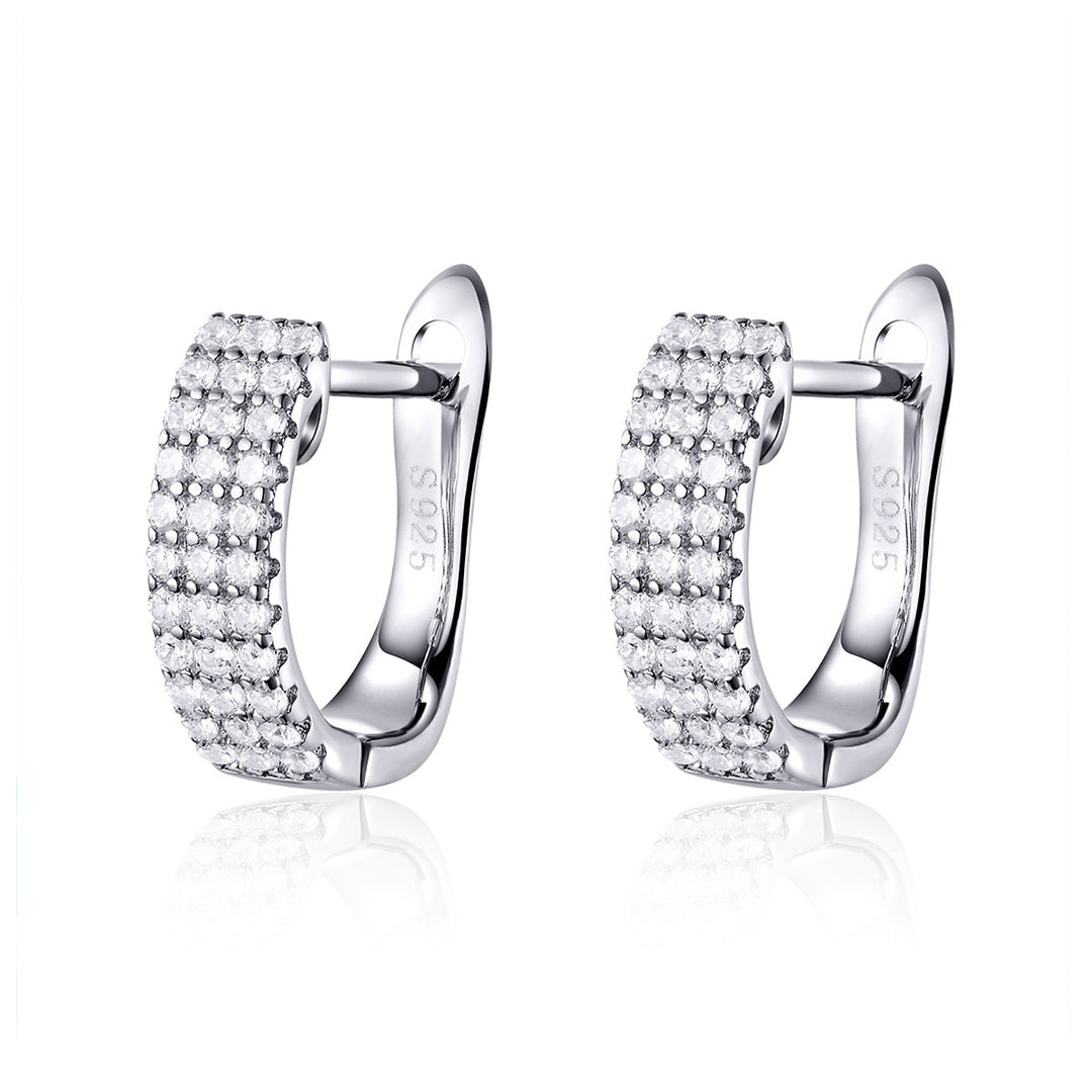 925 Sterling Silver Earrings with Pavé Setting CZ 1.3*0.4cm
