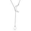 925 Sterling Silver Necklace 47cm with Moon Pendant for Women