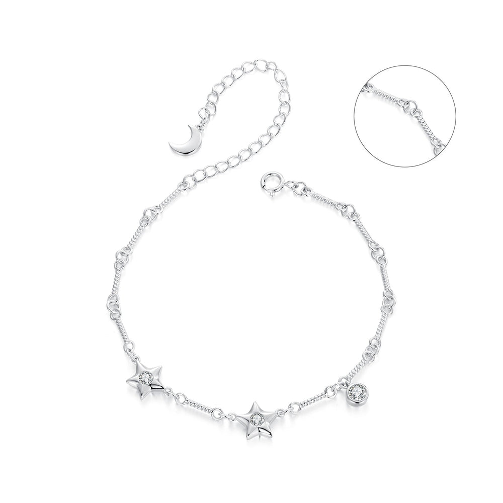 925 Sterling Silver White Gold Plated CZ Bracelet for Women