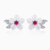 925 Sterling Silver Earrings with Pavé Setting CZ and High-Quality Nacre