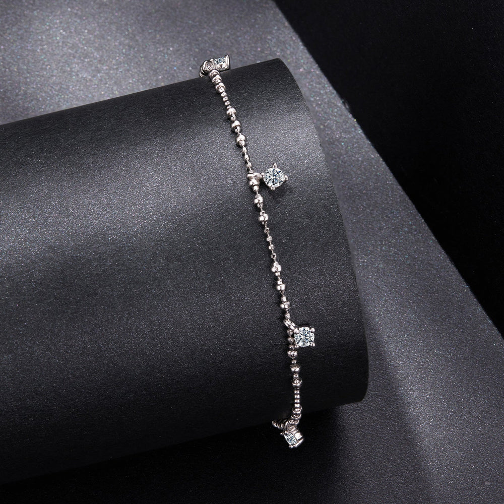 925 Sterling Silver & Moissanite Bracelet for Women - 15+6cm, Plated White Gold