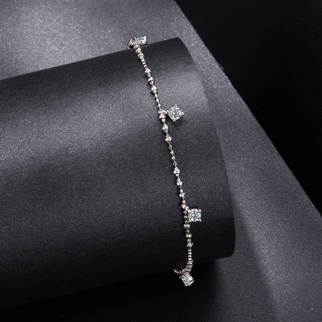 925 Sterling Silver & Moissanite Bracelet for Women - 15+6cm, Plated White Gold