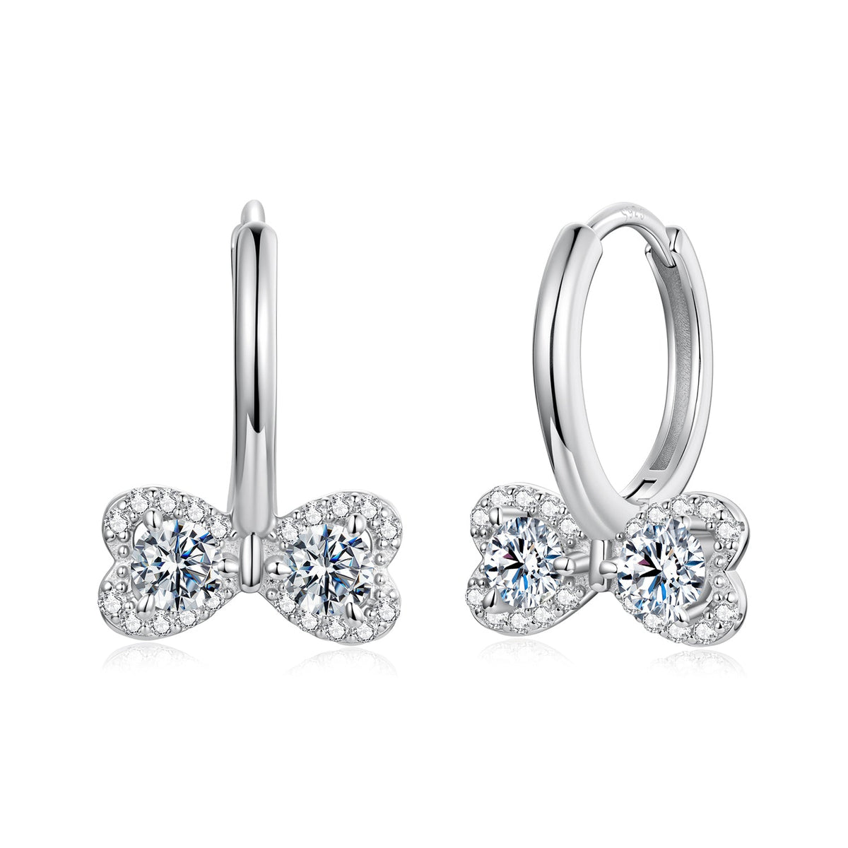 925 Sterling Silver Moissanite 0.20 Carat Earrings Plated White Gold for Women