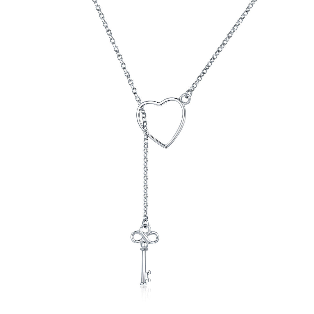 925 Sterling Silver Necklace 55cm with Heart Pendant for Women