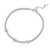 925 Sterling Silver & Pavé Setting CZ Bracelet with White Gold Plating for Women