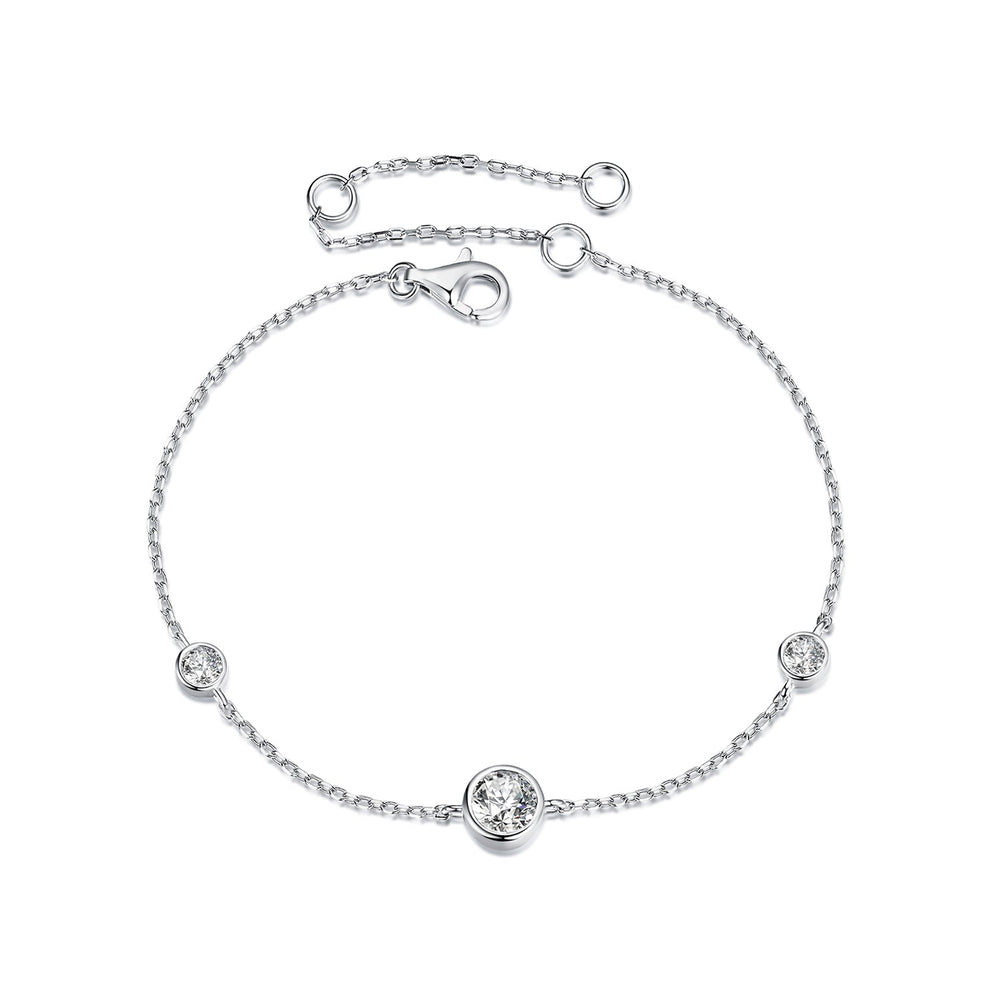 925 Sterling Silver 5mm Moissanite & 3mm Moissanite Bracelet for Women
