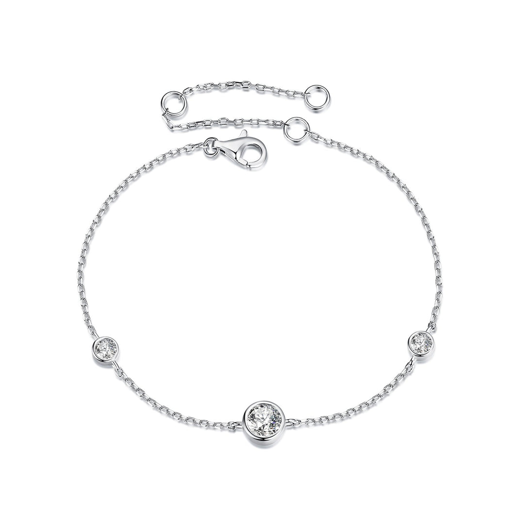 925 Sterling Silver 5mm Moissanite & 3mm Moissanite Bracelet for Women