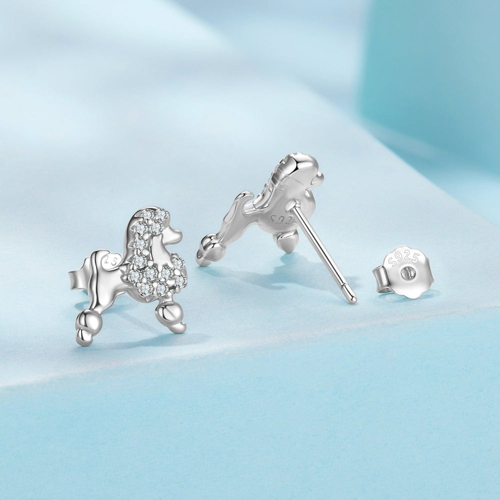 925 Sterling Silver White Gold Plated Pavé CZ Earrings