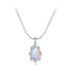 925 Sterling Silver Synthetic Opal Necklace for Women