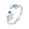 925 Sterling Silver Enamel White Gold Plated Ring for Women