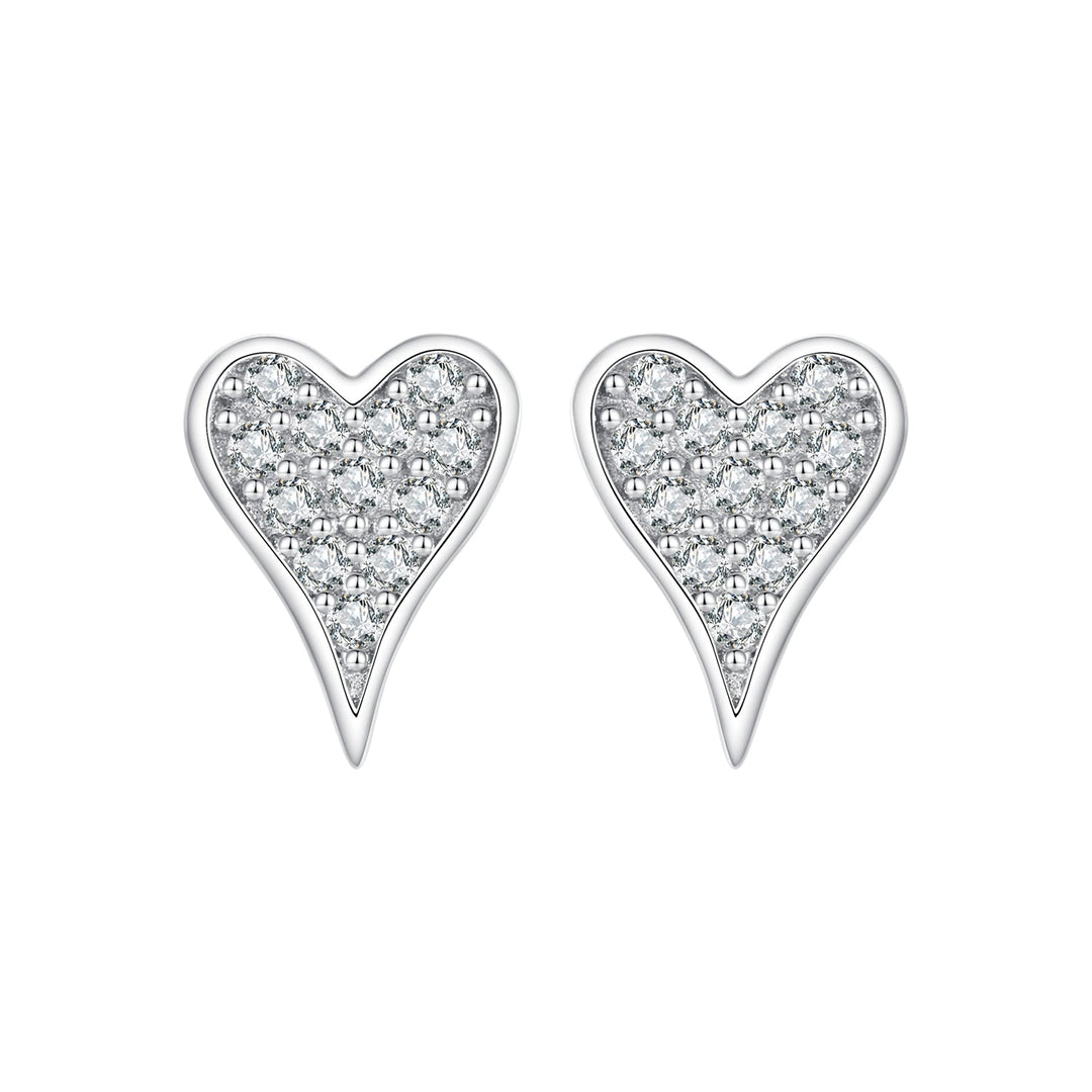 925 Sterling Silver White Gold Plated Pavé CZ Earrings