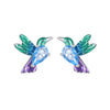 925 Sterling Silver White Gold Plated Earrings with Enamel and CZ - 10*8mm