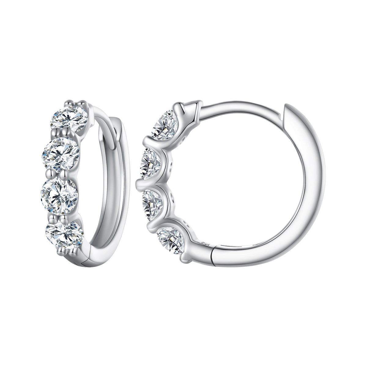 925 Sterling Silver Moissanite 0.1 Carat Platinum Plated Earrings for Women