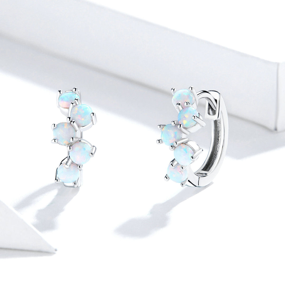 925 Sterling Silver Earrings with Translucent Opal