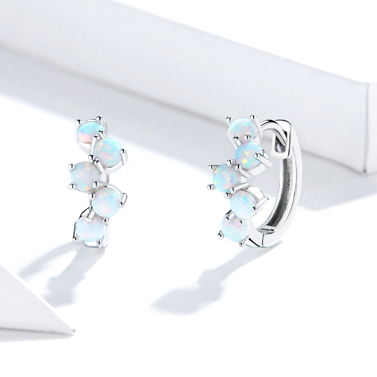 925 Sterling Silver Earrings with Translucent Opal - изображение 2 из 7
