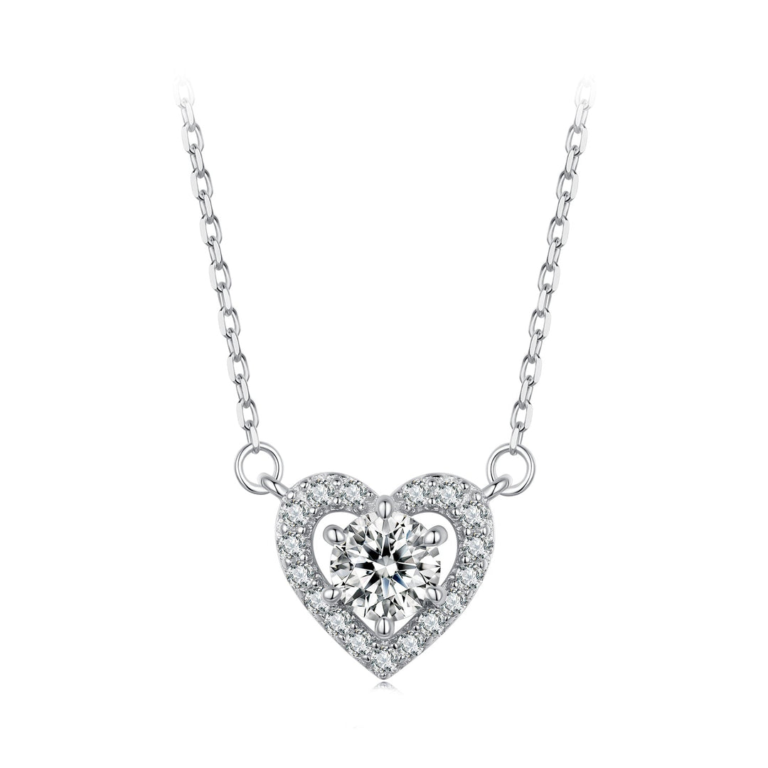 925 Sterling Silver Moissanite 0.5 Carat Necklace with CZ for Women