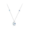 925 Sterling Silver Necklace with Pavé Setting CZ and Spinel Pendant