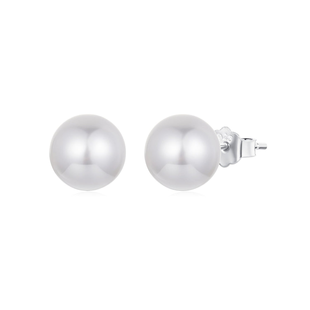 925 Sterling Silver Earrings with Quality Shell Pearl in White Gold Plating for Women