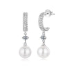 925 Sterling Silver Moissanite and Synthetic Pearl Earrings for Women