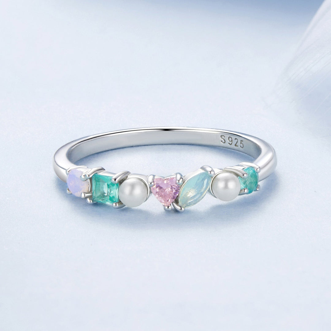 925 Sterling Silver Ring with Nano Opal Stone, Size 6, for Women
