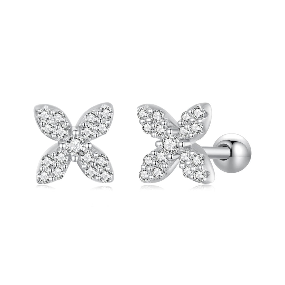 925 Sterling Silver Earrings with Pavé Setting CZ in Elegant Design
