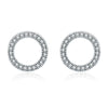 925 Sterling Silver Oxidized Pavé Setting CZ Earrings 1.1cm for Women